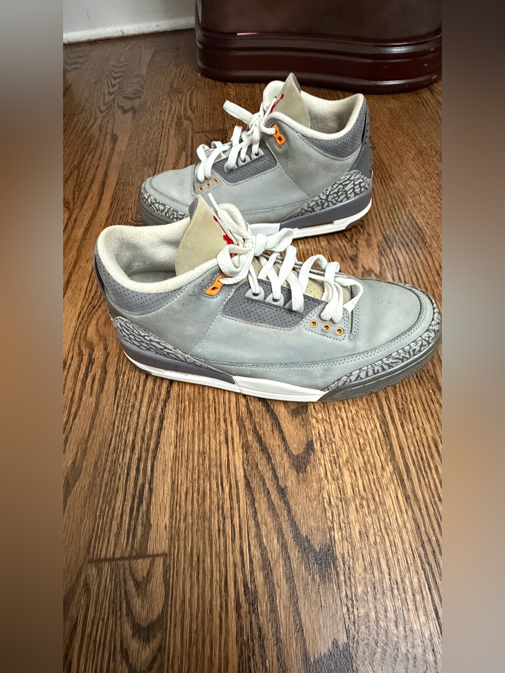 Jordan Grey Sneakers with Orange & Red Accents
